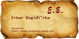 Erber Boglárka névjegykártya